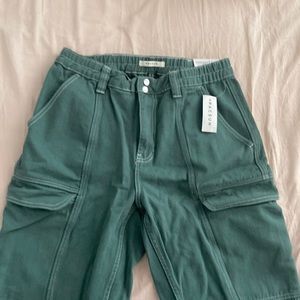 Teal Elastic Waist Cargo pants (Pacsun)